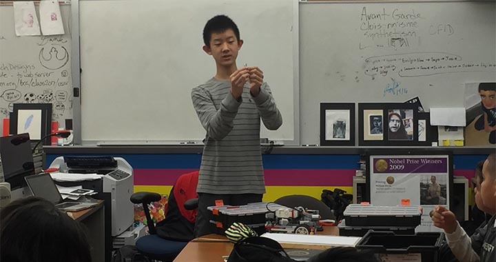 Edward Li Teaches Lego Robotics Class at BCA